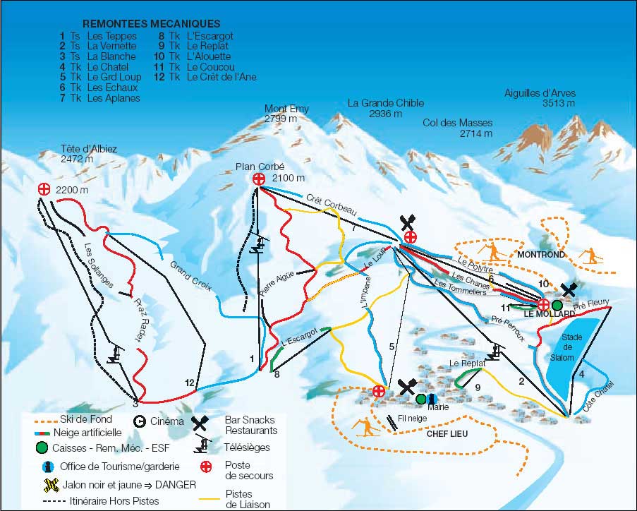 Albiez-Montrond plan des pistes