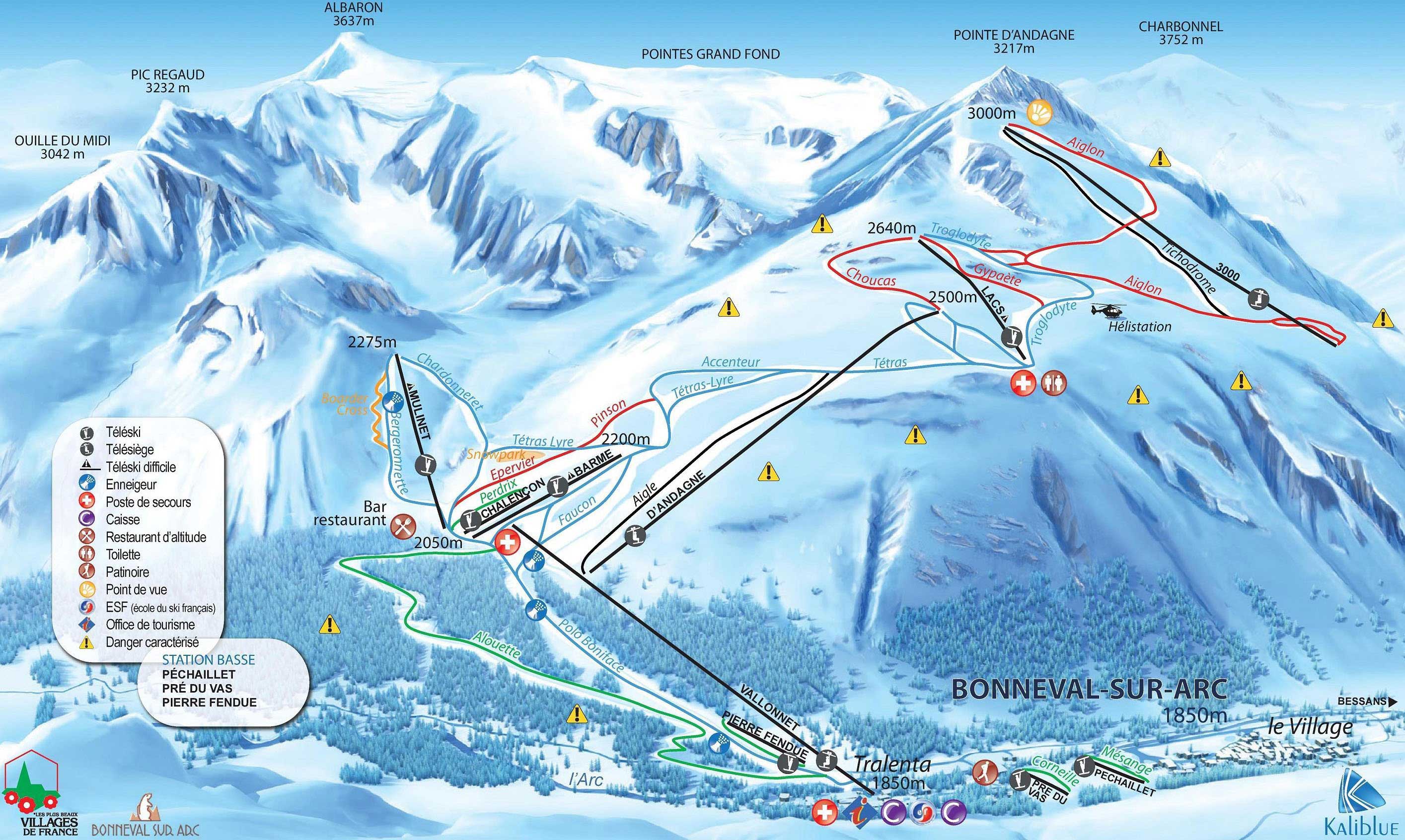 Bonneval-sur-Arc piste map