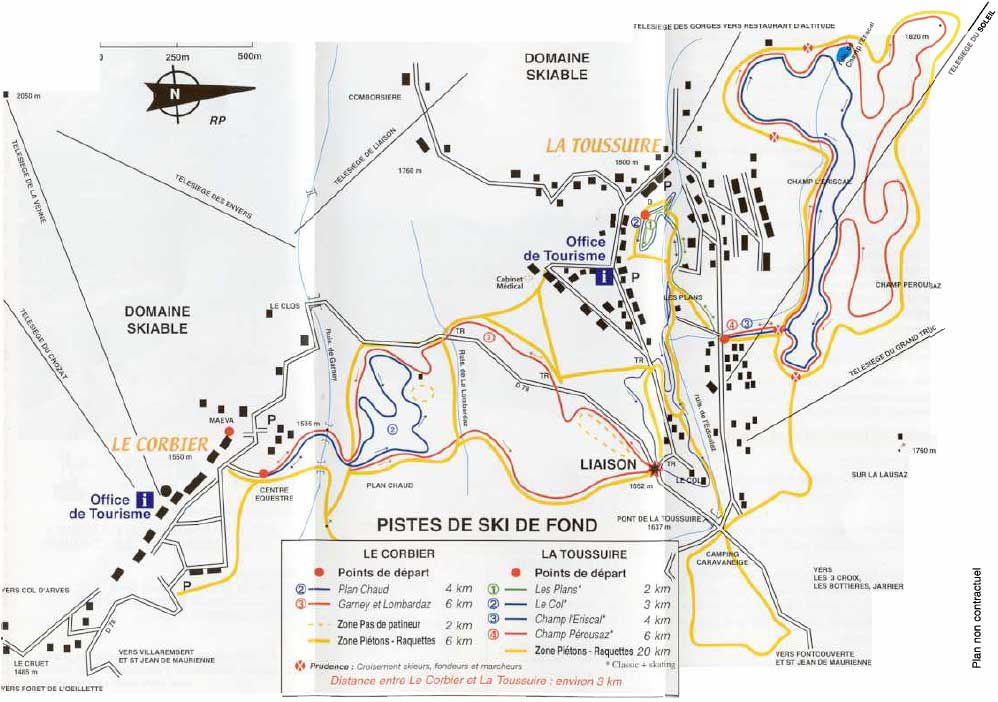 La Toussuire cross-country skiing piste map