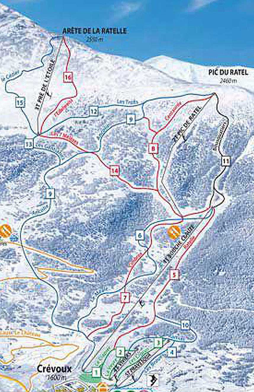 Crévoux piste map