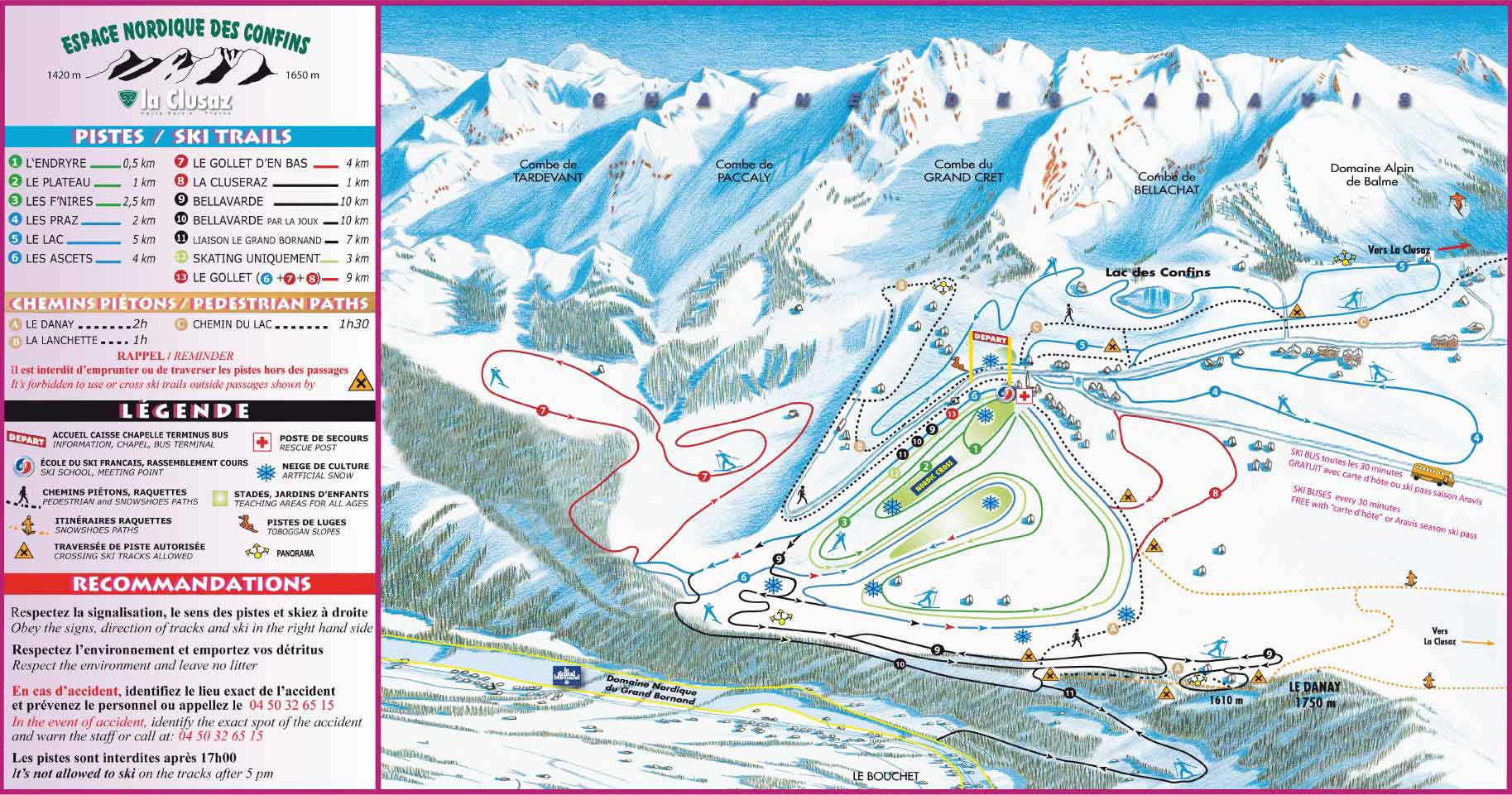 La Clusaz cross-country skiing piste map