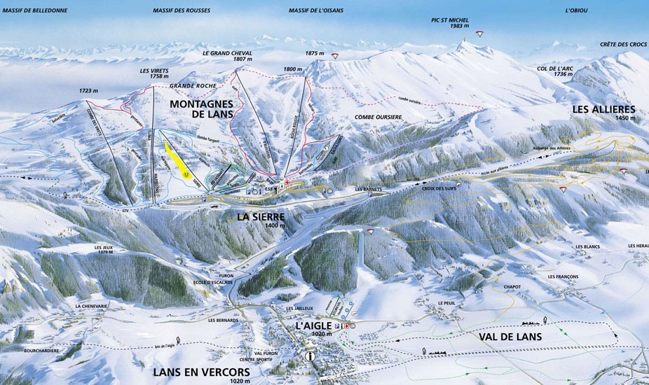 Lans en Vercors piste map