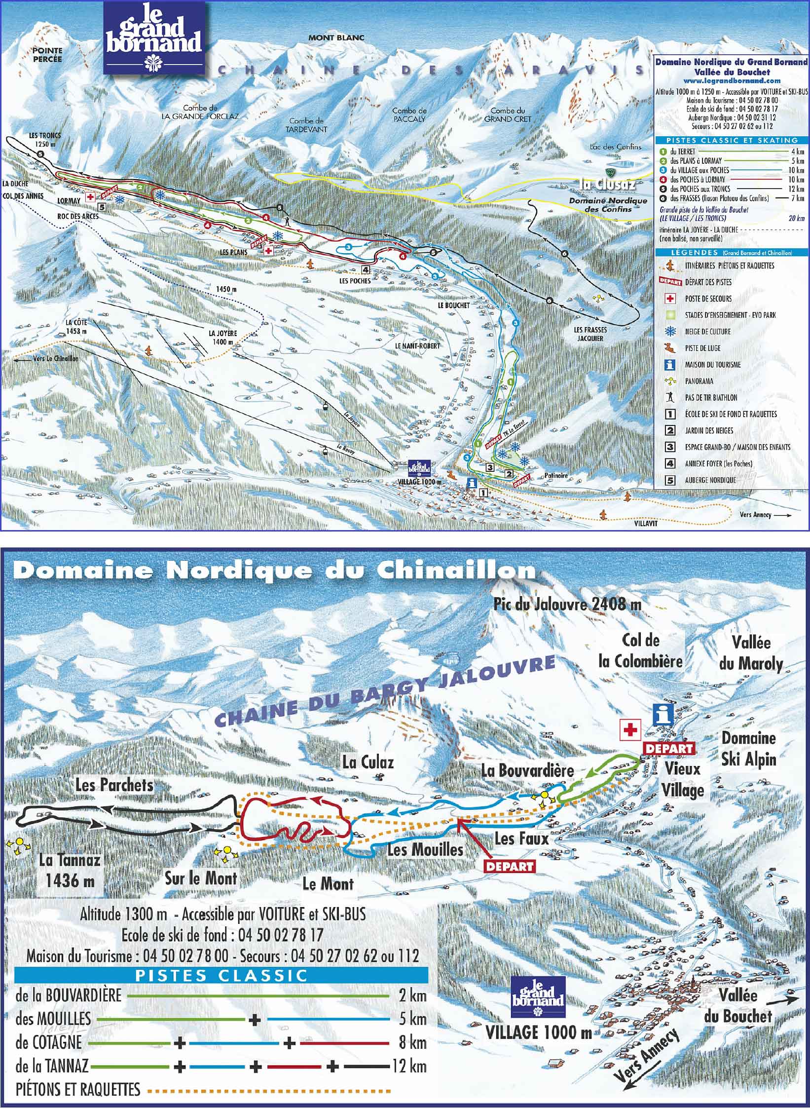 Le Grand Bornand plan des pistes de ski de fond