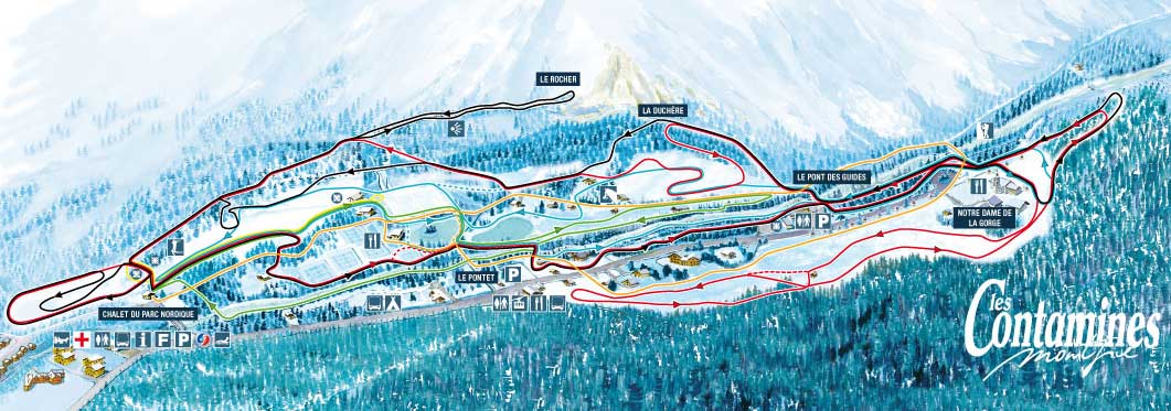 Les Contamines Montjoie cross-country skiing piste map