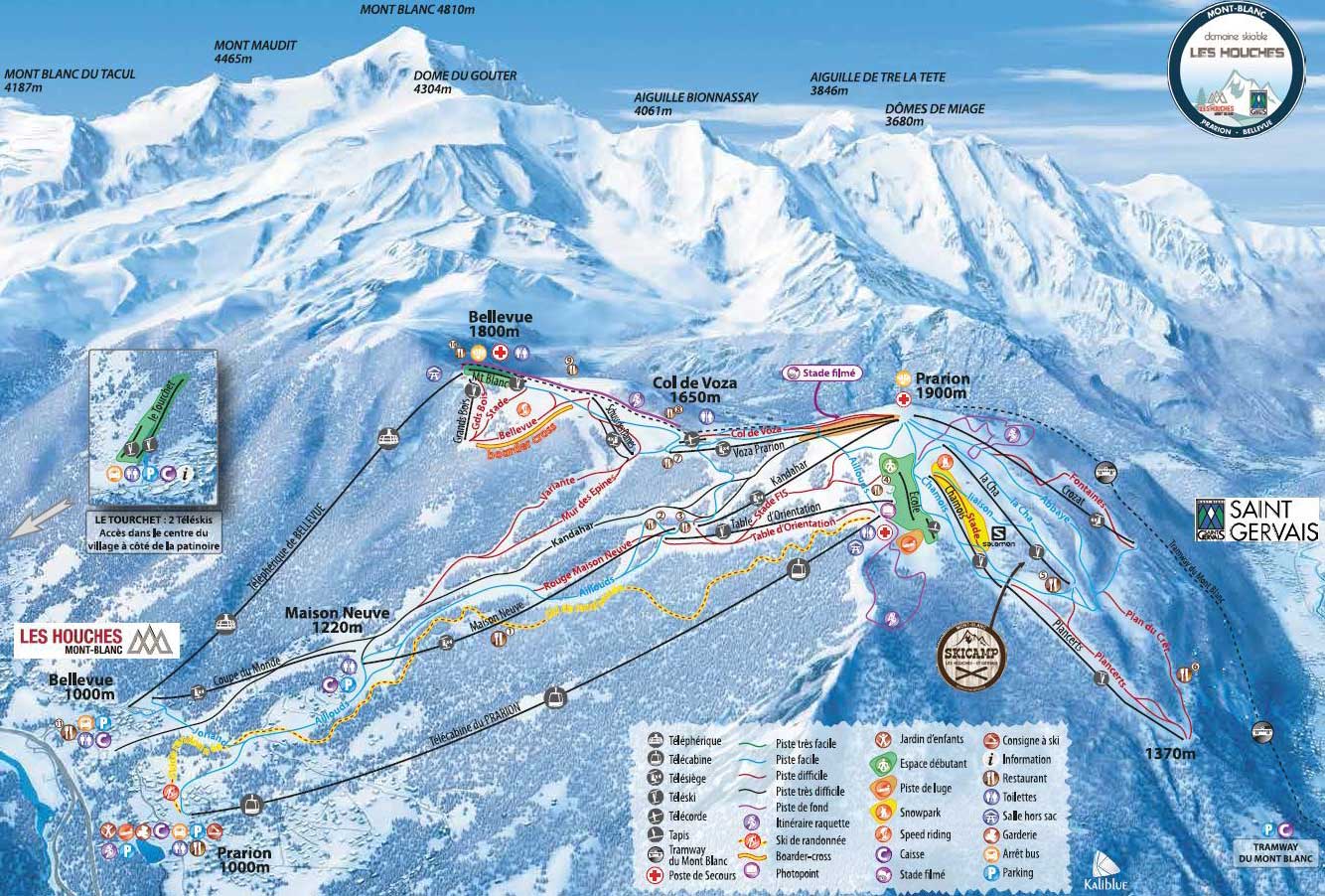 Les Houches plan des pistes