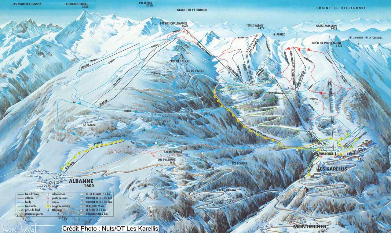 Les Karellis piste map