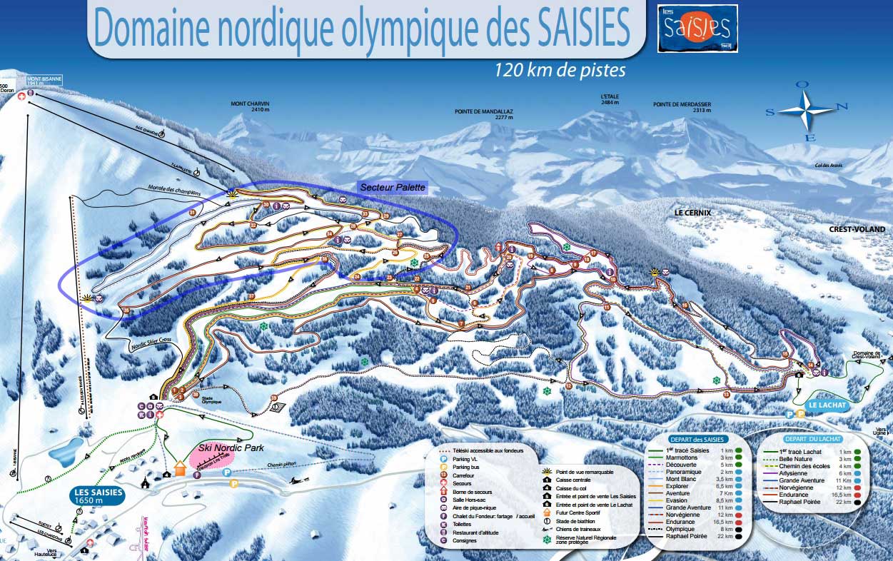 Les Saisies plan des pistes de ski de fond