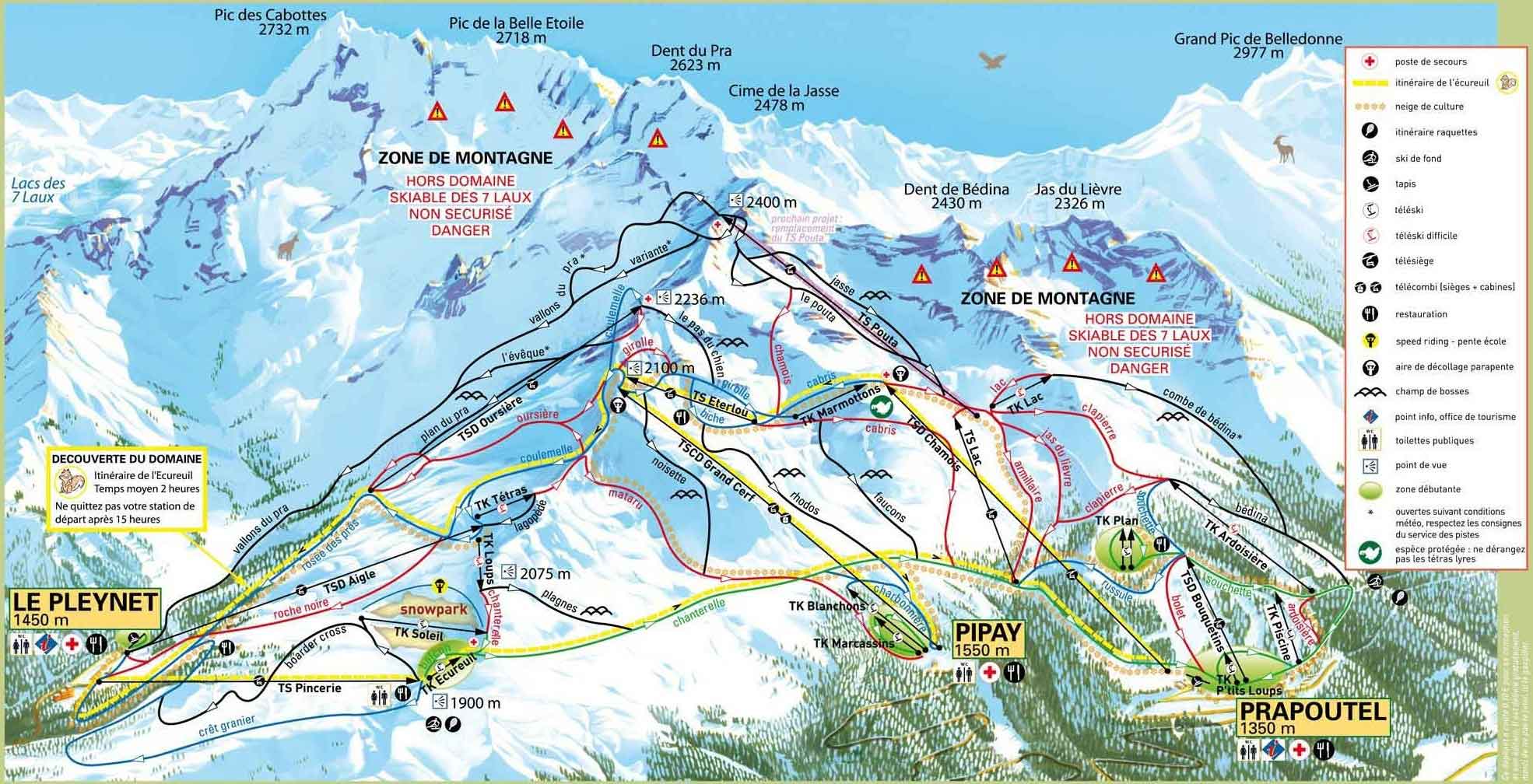 Les Sept Laux piste map