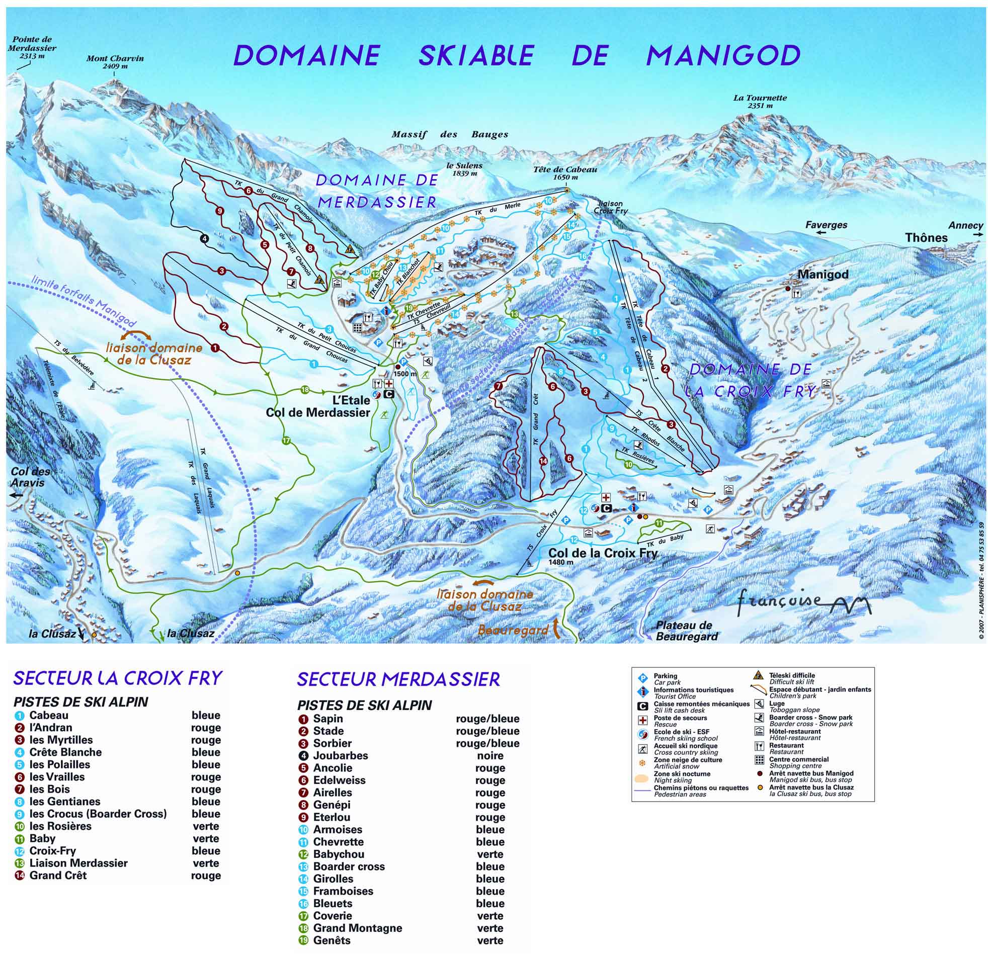 Manigod plan des pistes