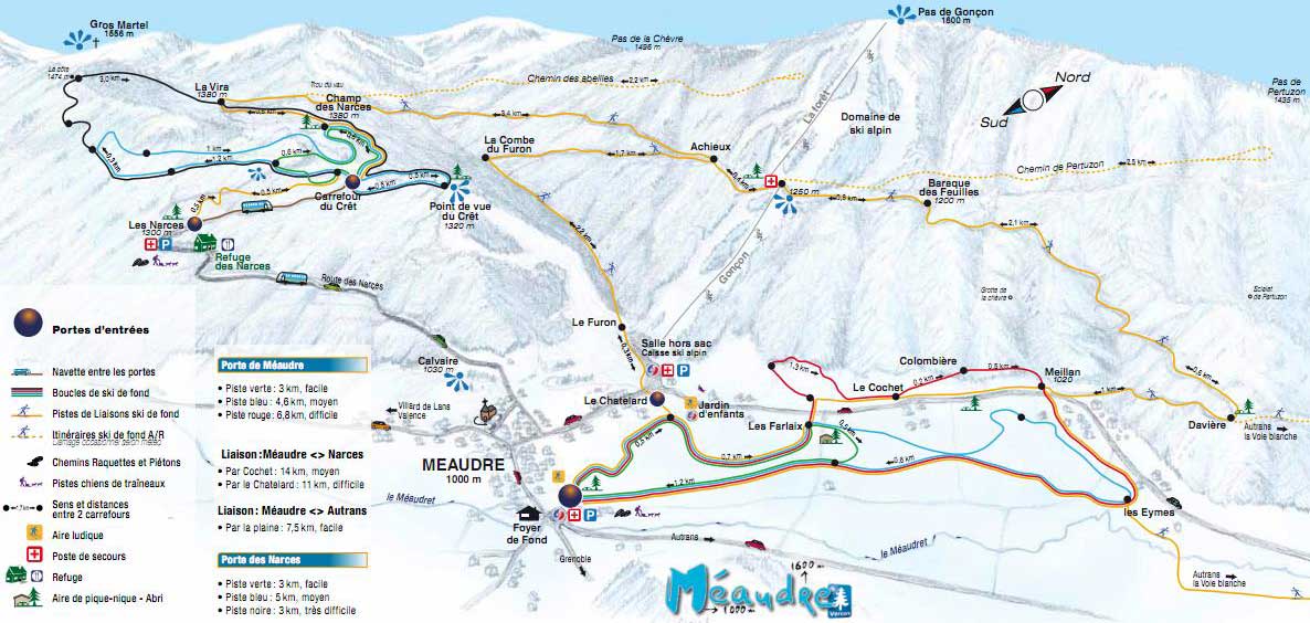 Méaudre plan des pistes de ski de fond