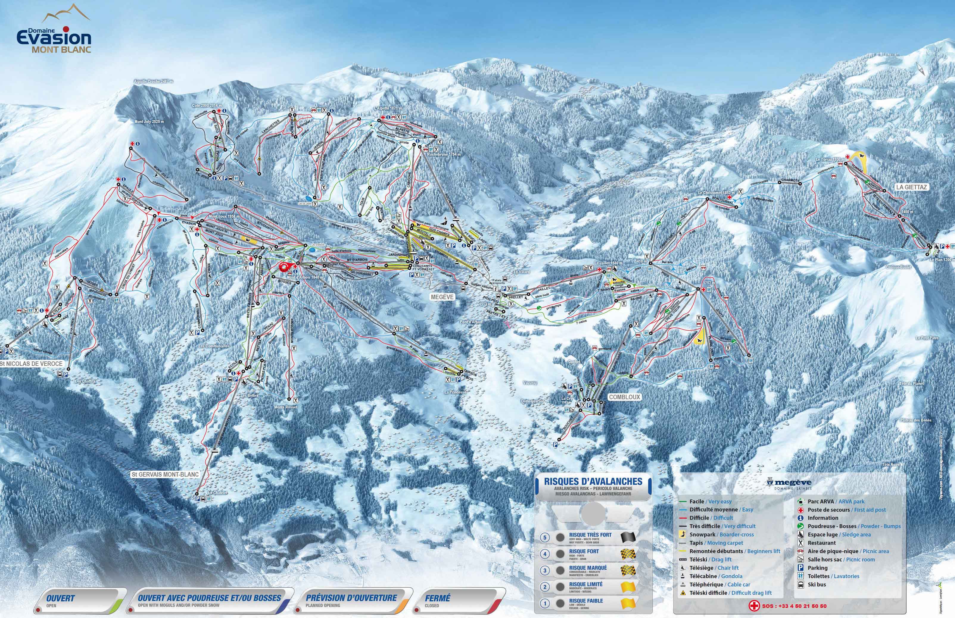 Saint-Gervais Mont-Blanc piste map