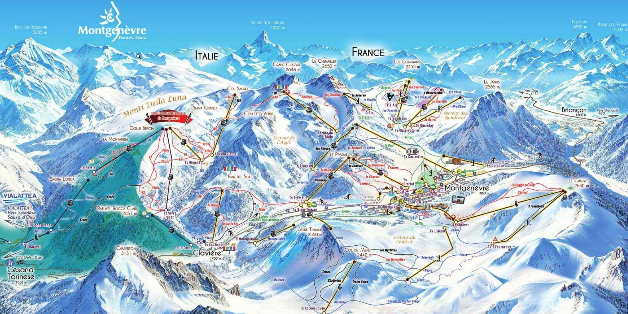 Claviere piste map