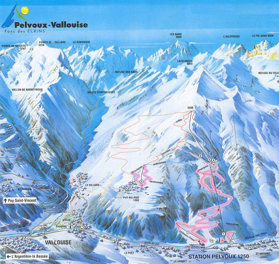 Pelvoux-Vallouise plan des pistes