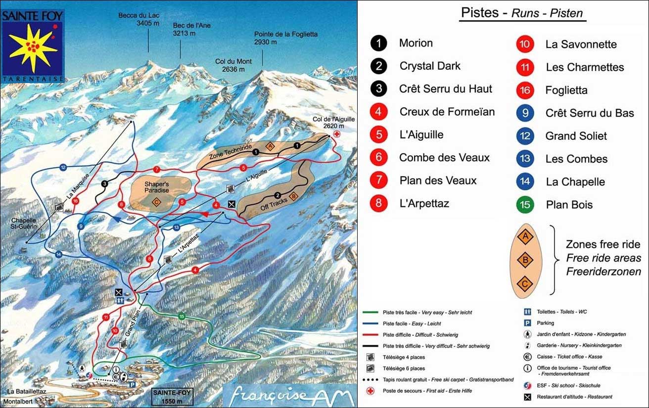 Sainte Foy Tarentaise plan des pistes